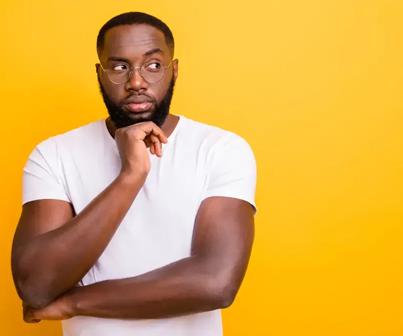 Man thinking pensively about his choices in cannabis