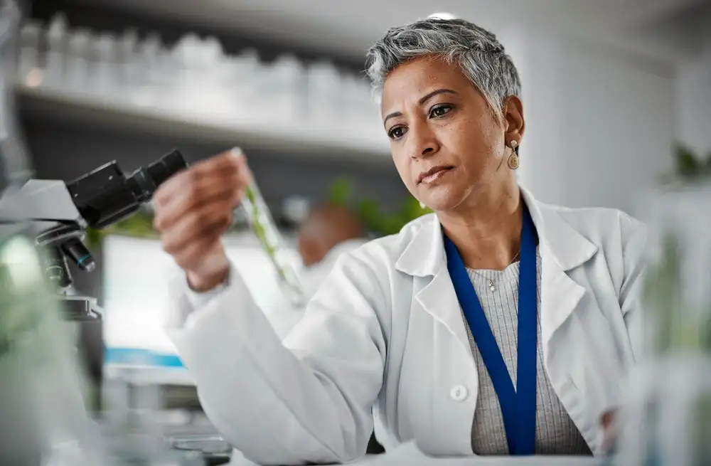 female scientist working