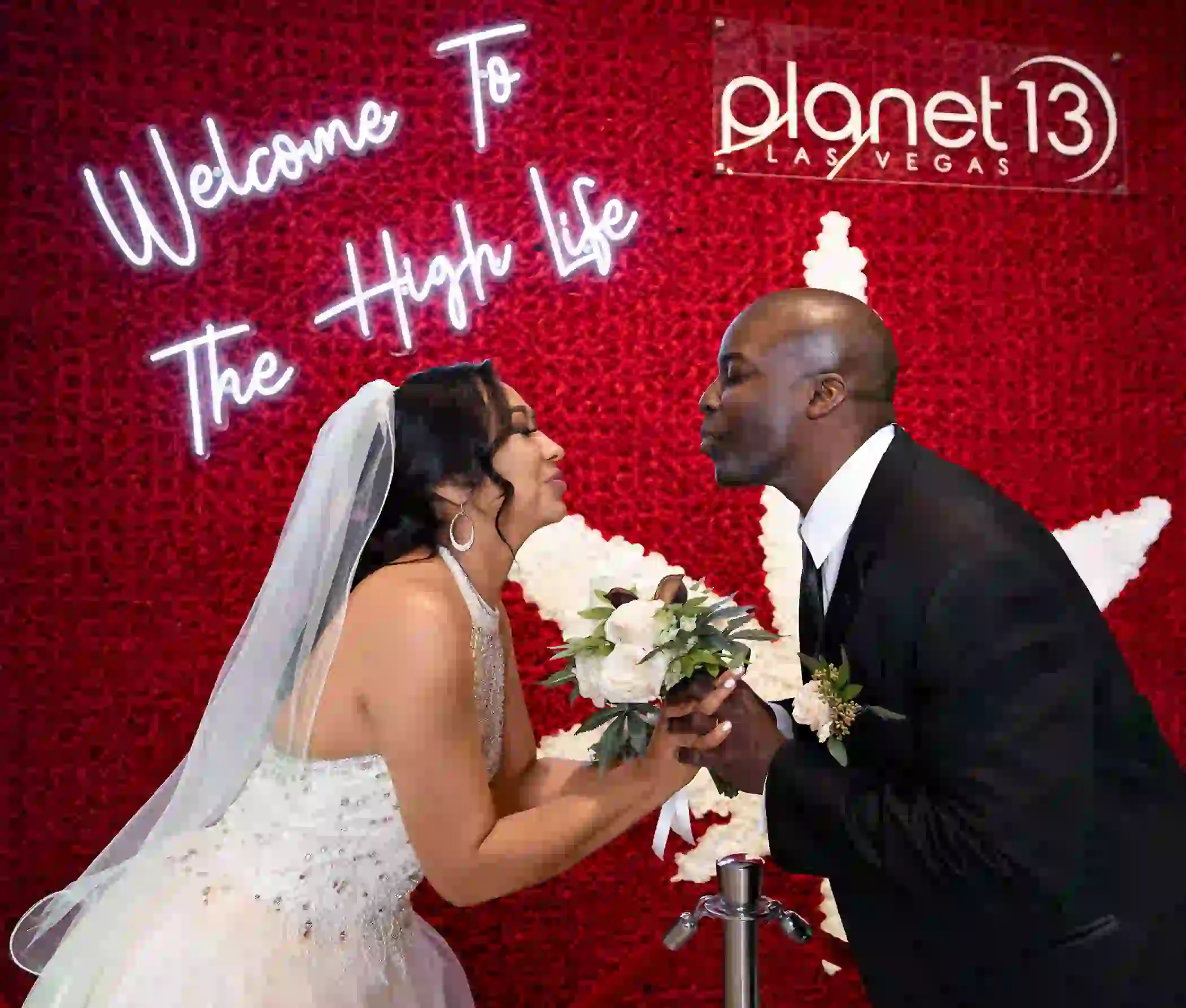 Las Vegas Cannabis Weddings bride and groom at Planet 13