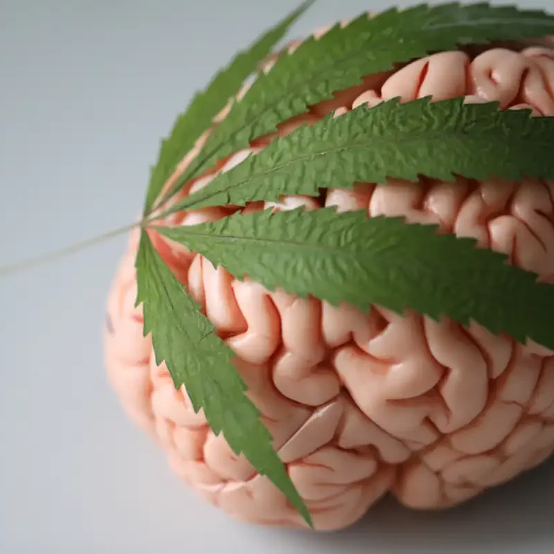 Close up of Cannabis and Brain