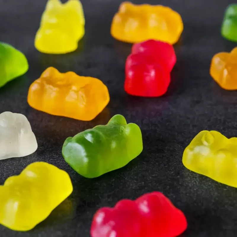 Different color of THC Gummies on the table